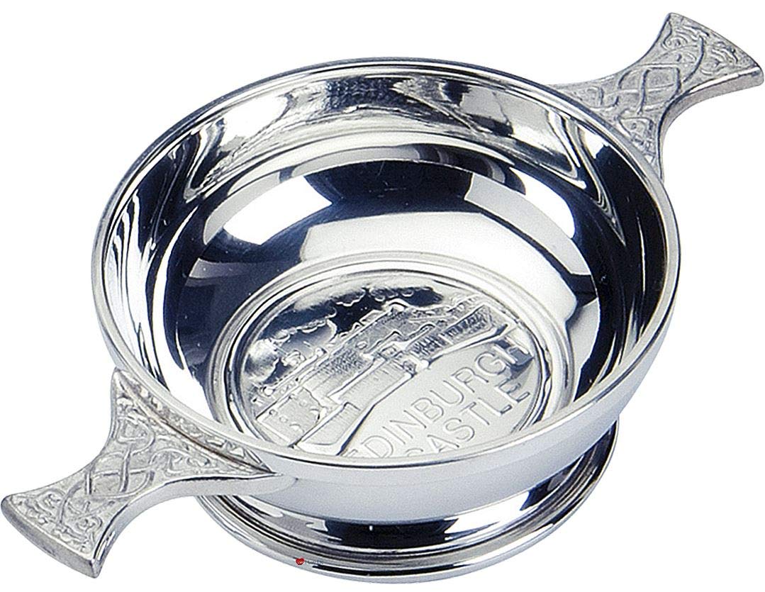 I Luv Ltd Silver Quaich Scottish Pewter Castle Edinburgh Scene 4" Cup Of Friendship