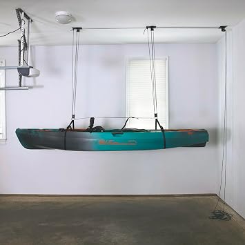 Teal Triangle Kayak Hoist for Garage Ceiling, 4 to 1 Canoe Lift, 150 lb | Kayak Pulley System for Garage, Kayak Ceiling Mount, 4 to 1 Canoe Hoist, Fits All Garage Heights