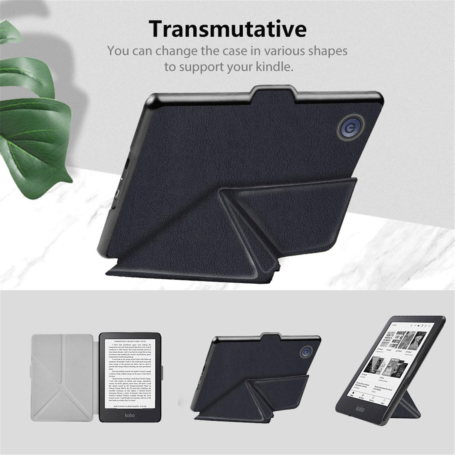 Odporne na wstrząsy etui do KOBO Clara Colour - Etui KOBO Clara BW 6" czytnik e-booków ze składanym stojakiem ochronnym (czarny)