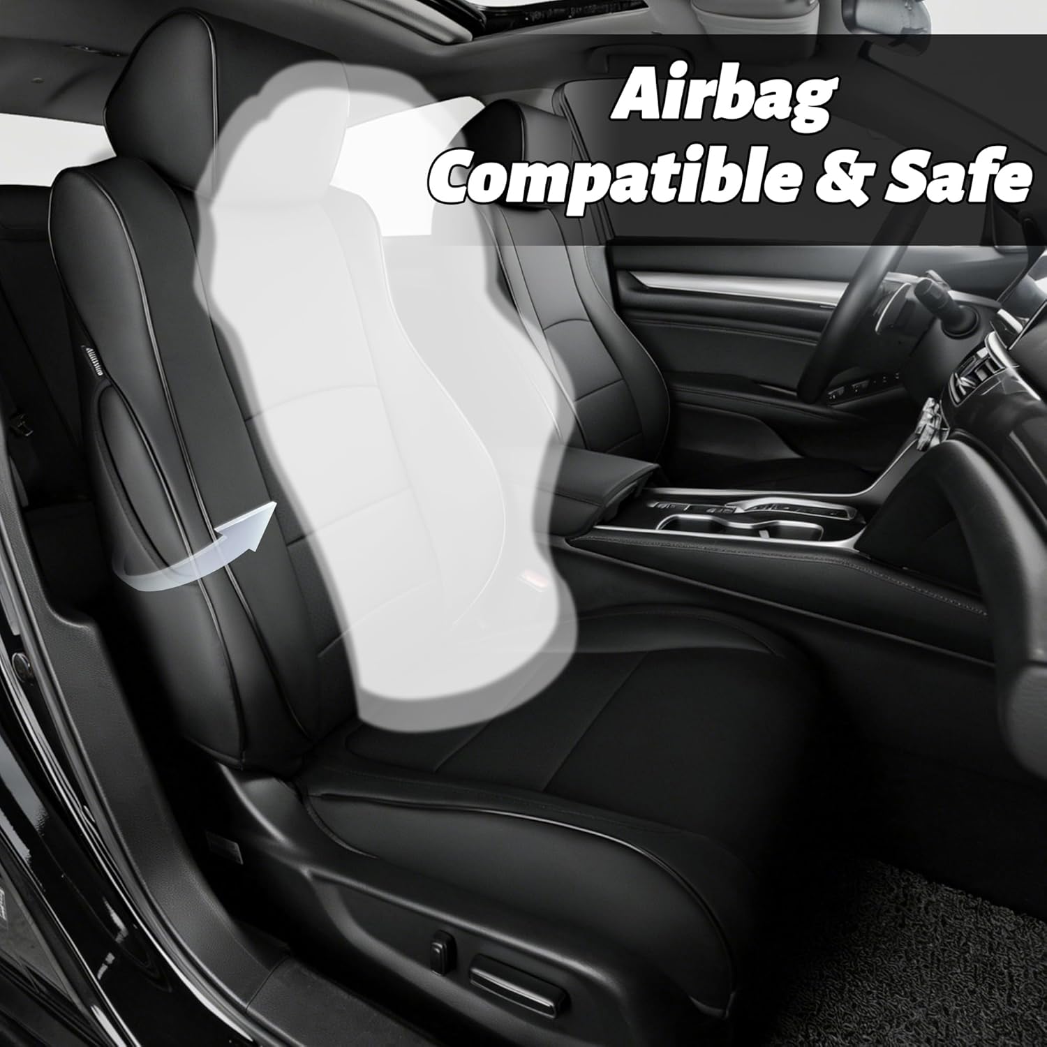 HKZ Custom Fit Accord Car Seat Covers for Honda Accord 2018 2019 2020 2021 2022 LX (Rear Row W/Solid Folding Backrest) - 5-Seats Full Set, Leather (Black)