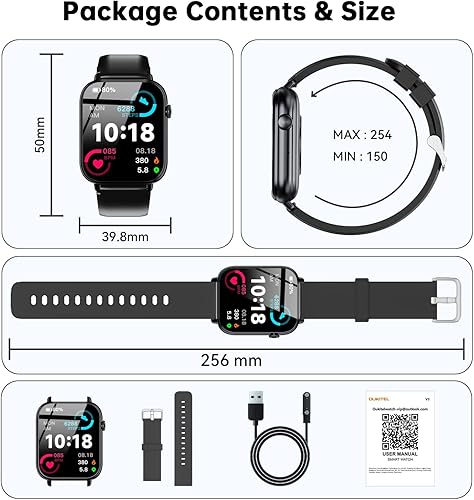 Miniatura 8 de OUKITEL Reloj inteligente con respuestahacer llamadas, relojes inteligentes HD de 1.83 pulgadas para hombres y mujeres, IP68 impermeable rastreador