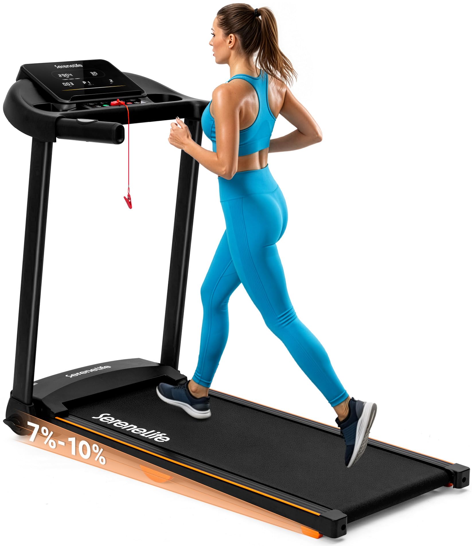 Photo 1 of SereneLife Smart Foldable Treadmill with Bluetooth Music, 5 LED Display, Shock Absorption, Advanced App Integration, 2-Level Manual Incline, Portable Treadmill 2.5HP Motor for Optimal Workouts
