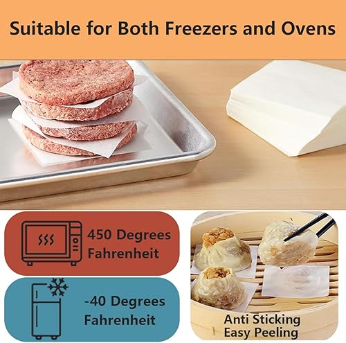 Miniatura 4 de Vlwltl 200 piezas de papel pergamino sin blanquear de 6 x 6 pulgadas, papel de hamburguesa, hojas de papel de cera cuadradas antiadherentes para