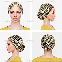 Vista 6 de AUEAR, Redes para el cabello para dormir, redecilla para dormir, gorro largo y recto, peluca rizada, protector de cabeza de malla para envolver