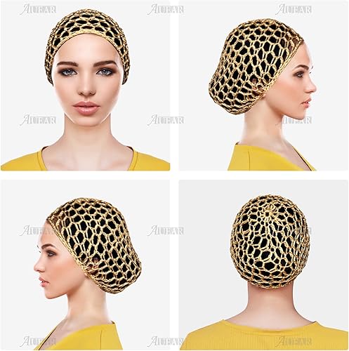 Miniatura 6 de AUEAR, Redes para el cabello para dormir, redecilla para dormir, gorro largo y recto, peluca rizada, protector de cabeza de malla para envolver
