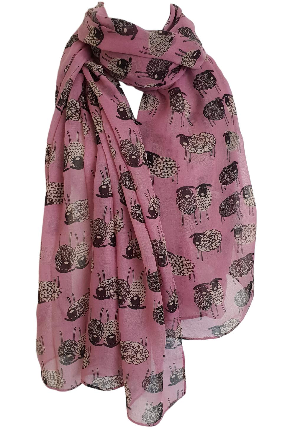 Glamlondon Women's Pink Light Sketch Sheep Printed Scarf (Pink Light)