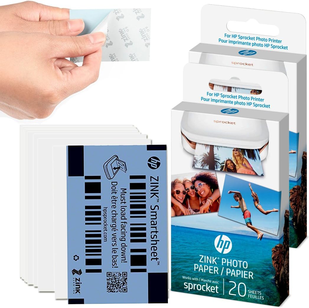 Rеvіеw Prоduсt HP Sprocket Portable Photo Printer (2nd Edition) for iPhone or Android [Luna Pearl] + Photo Paper (50 Pack) + Protective Case + USB Cable w/Wall Adapter for HP Sprocket Printer + HeroFiber Cloth