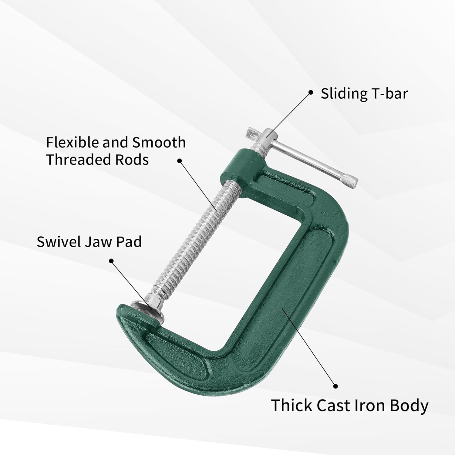 4 Pack 8 Inch C Clamp, Heavy Duty Steel C Clamps Set, Green Industrial Strength C Clamp for Woodworking, Welding, Building, Metal Workpiece