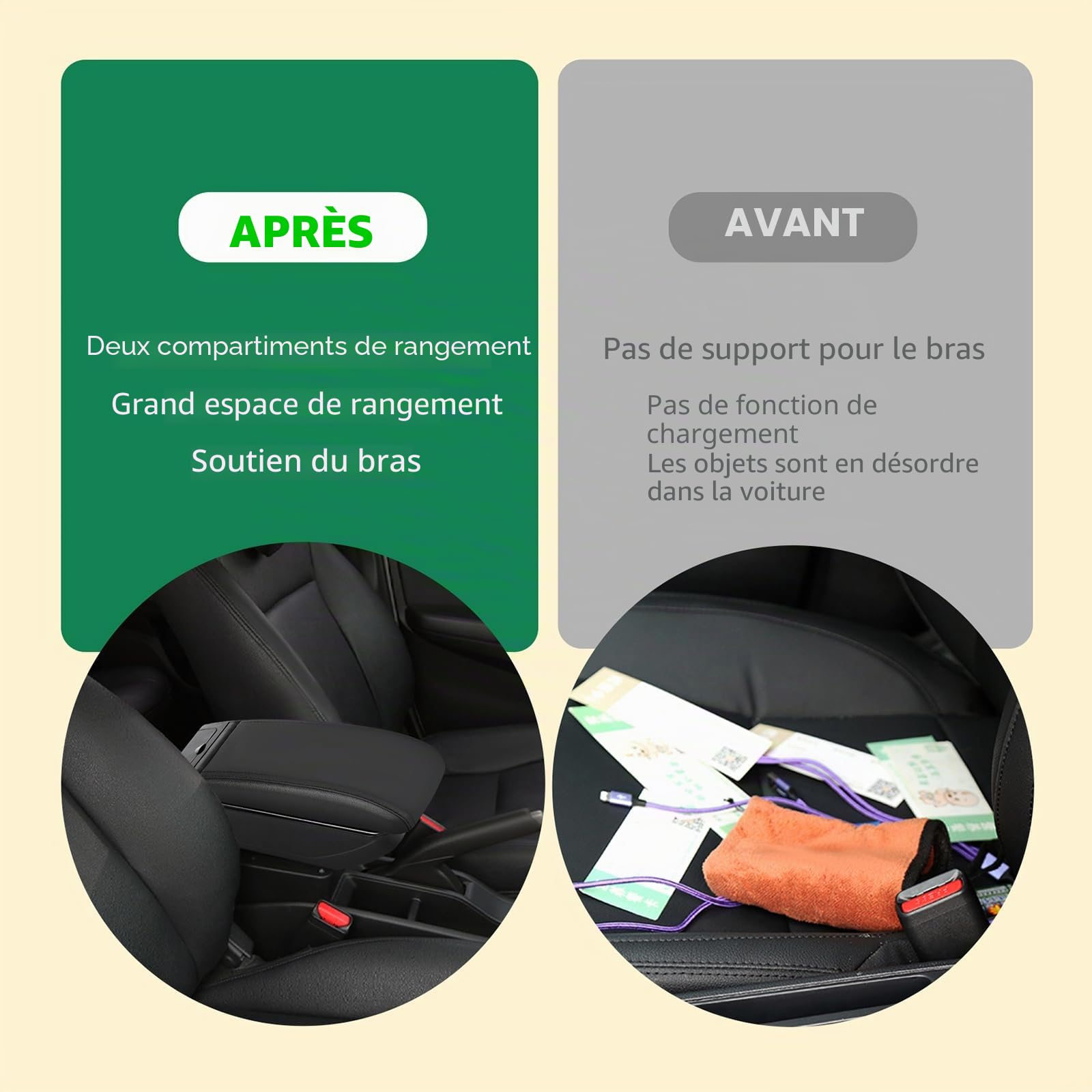 ZENVI Compatible with Seat Ibiza Accoudoirs 6F 2017-2026 | Peut servir d'appui pour le coude,Repose-bras, Console Centrale Accoudoir,Bicouche Espace Rangement