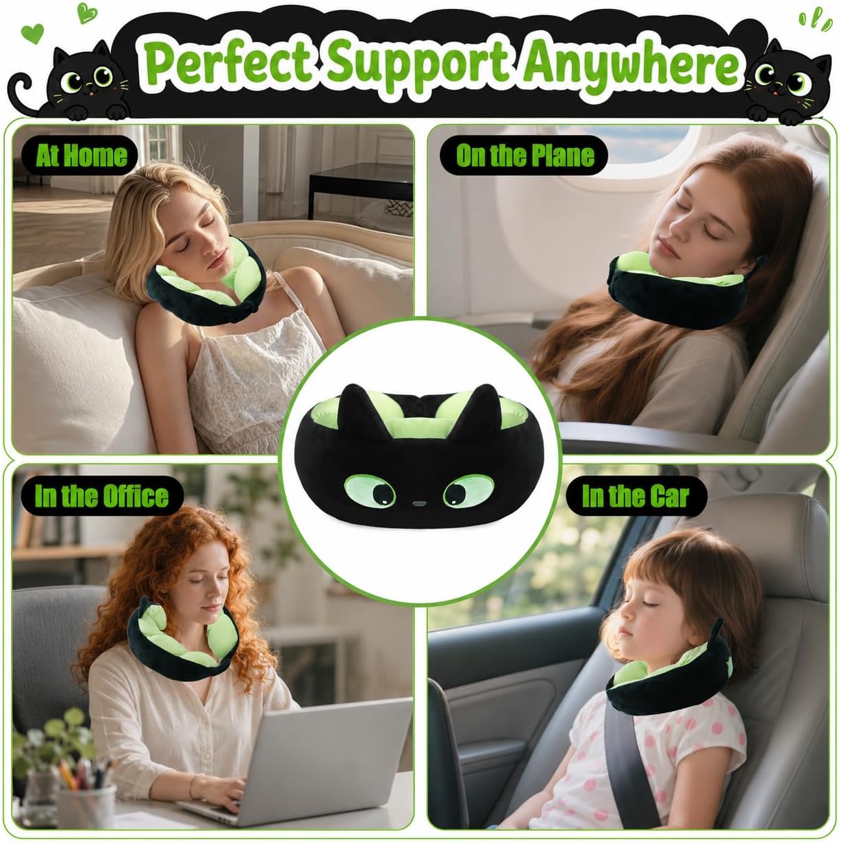 Travel Pillow for Kids & Adults Car Neck Pillow Memory Cotton U-Shaped Neck Pillow Soft Head Support Travel Accessories for Airplane Car Train Bus
