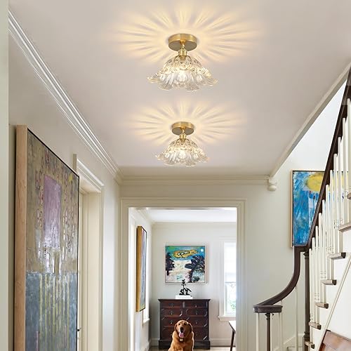 Miniatura 7 de Lámpara de techo semiempotrada, para pasillo, vintage, transparente, de 11 pulgadas, E26, vintage, para armario, pasillo, cocina, comedor