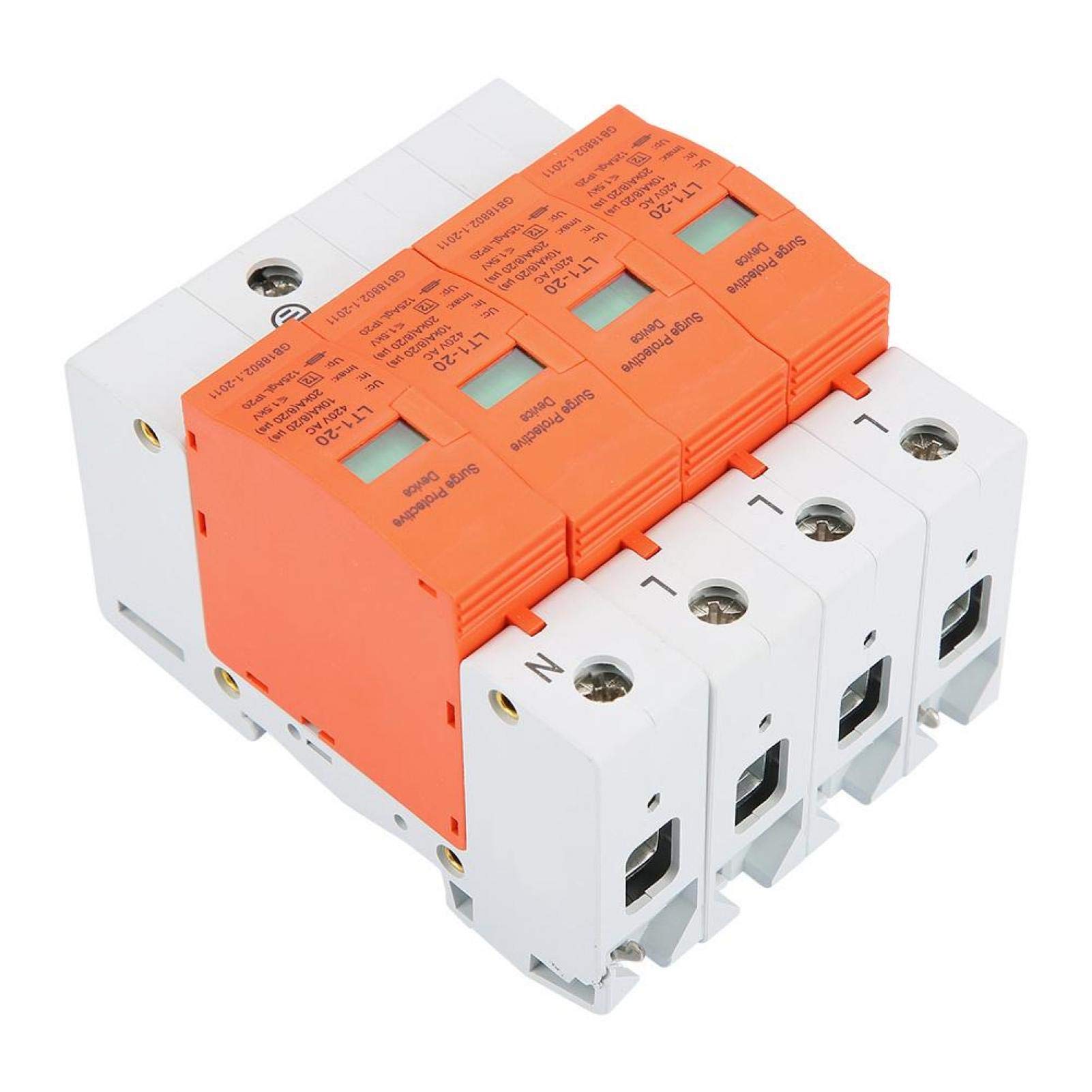 Dispositivo supresor de sobretensiones AC 420V, Protector contra sobretensiones de la casa 4P 20KA Dispositivo supresor de Baja tensión trifásico de Cuatro Cables