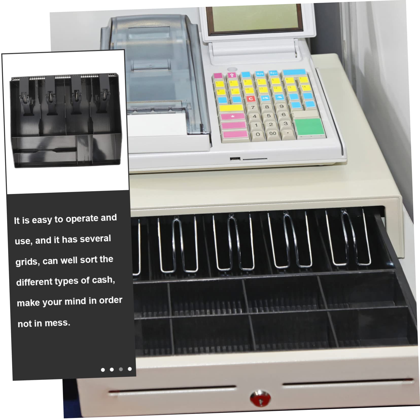 Holibanna Multi-compartimentos Para Caja Registradora Organizador Supermercados y Tiendas Reemplazo Resistente y