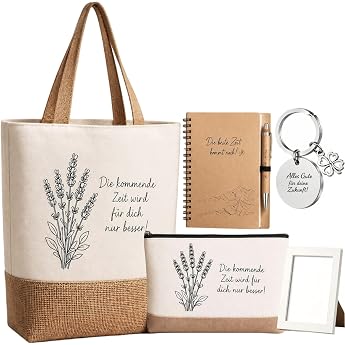 Leaving Gift Colleague Job Change Retirement Set - Jute Bag &amp; Cosmetic Bag with "The Coming Time Will Only Be Better for You"
