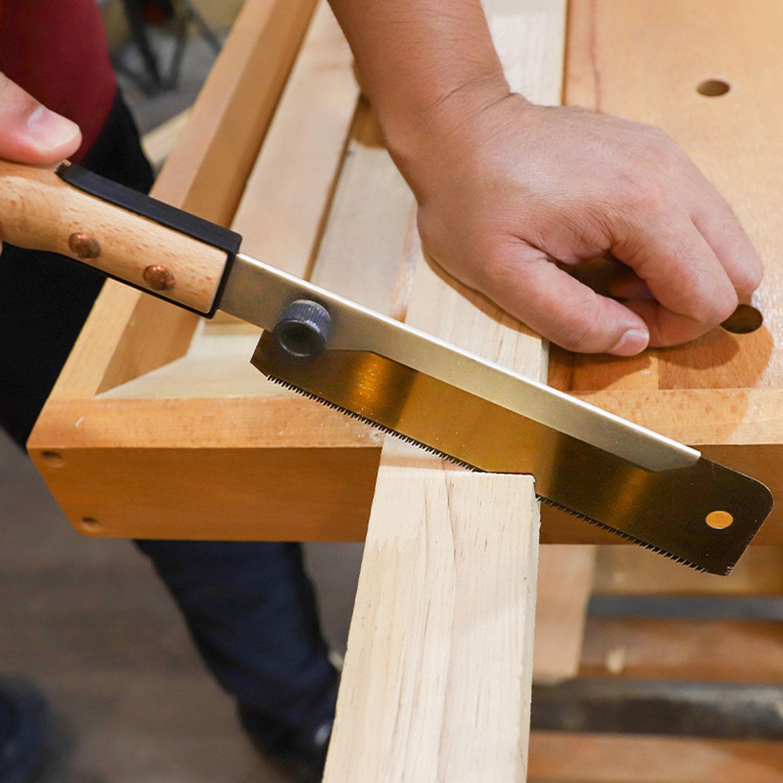 Ensemble d'outils à main – Scie arrière à pince dorée et scie à affleurement double face de 7 pouces pour le travail du bois – Lame en acier à haute teneur en carbone SK5 – HRC 60