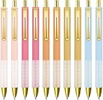 Swiyit Ballpoint Pens,10-Pack Retractable,Black Ink 1.0mm Medium Tip,Soft Grip & Metal Clip,Smooth Writing Pens for Office Journaling Note Taking,Great Gift for Men Women (Multicolor-10PC)