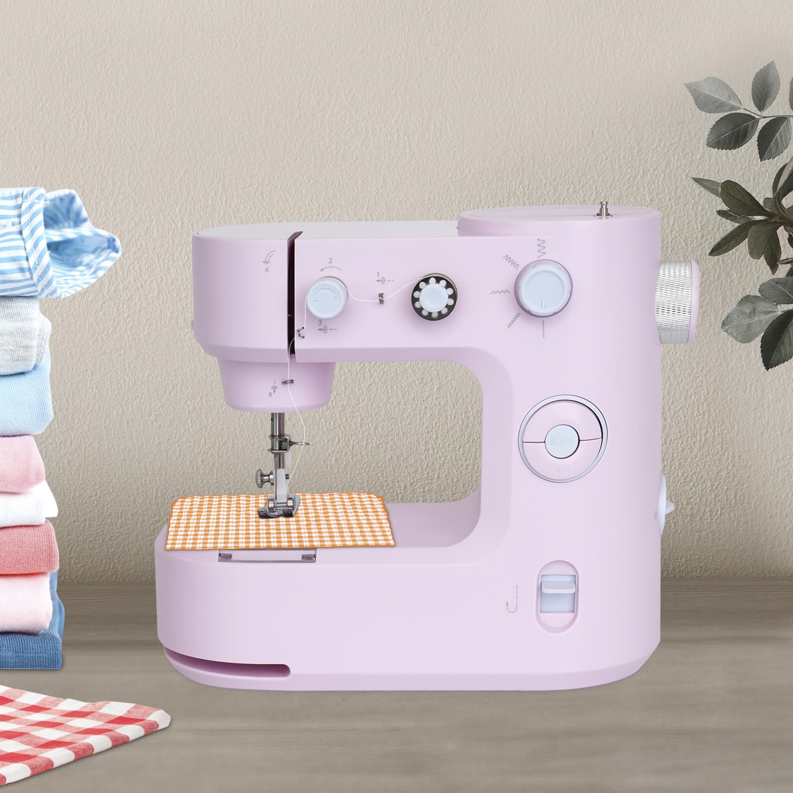 Máquina de coser Máquina de coser para principiantes eléctrica máquina portátil de dos modos pequeñas máquinas de coser con iluminación LED,Adecuado para el hogar, fábrica o tienda(rosa)