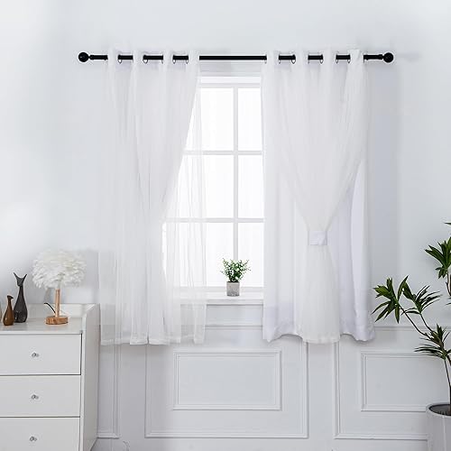 INLINAS Cortinas de oscurecimiento de habitación de color blanco grisáceo con capa transparente, paneles térmicos y de reducción de ruido con ojales INLINAS Cortinas de oscurecimiento de habitación de color blanco grisáceo con capa transparente, paneles térmicos y de reducción de ruido con ojales