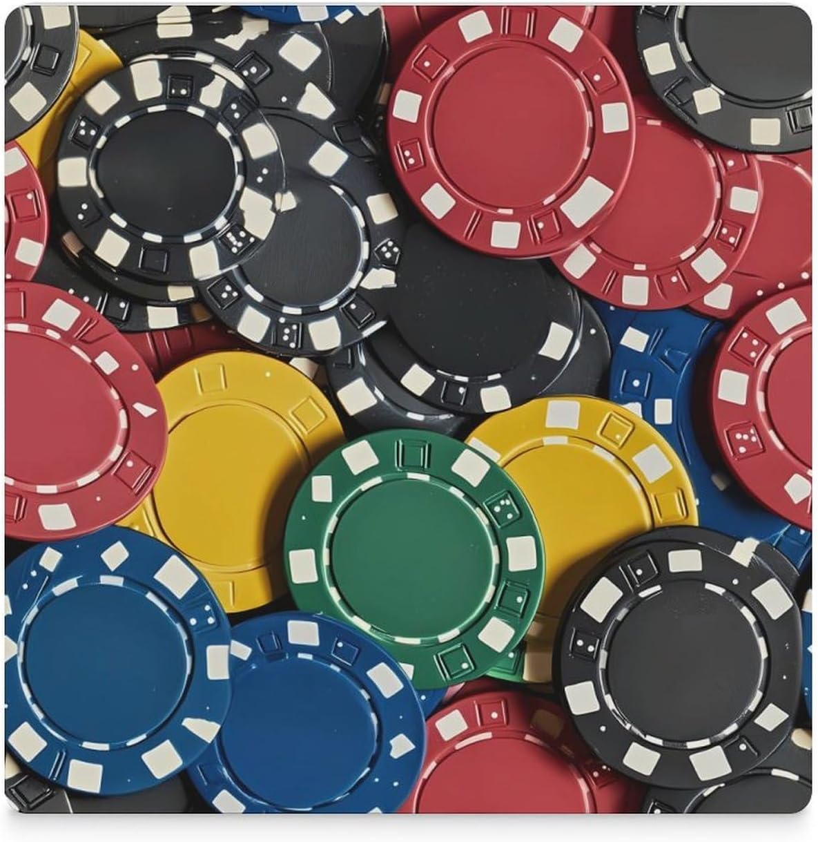 Colorful Poker Chip Funny Ceramic Coasters for Drinks Absorbent Cup Holder Tabletop Protector with Cork Base