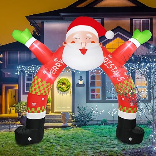 Miniatura 7 de Decoraciones inflables de Navidad al aire libre, arco inflable de Papá Noel iluminado de 11 pies con luz LED integrada, decoración inflable para