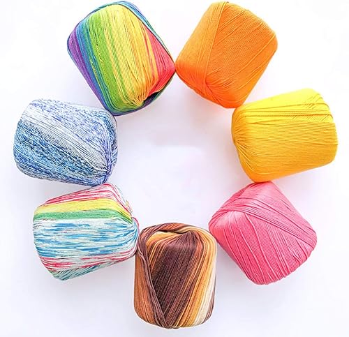 Miniatura 8 de 1 rollo de bolas de hilo de algodón teñido de hilos de algodón coloridos hilos para ganchillo Hardanger punto de cruz bordado a mano 436.4 ft azul