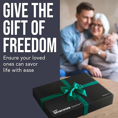 Miniatura 9 de BunMo Utensilios con peso para pacientes con temblores y Parkinson  Juego de cubiertos pesados de cuchillos, tenedores y cucharas  Regalos de