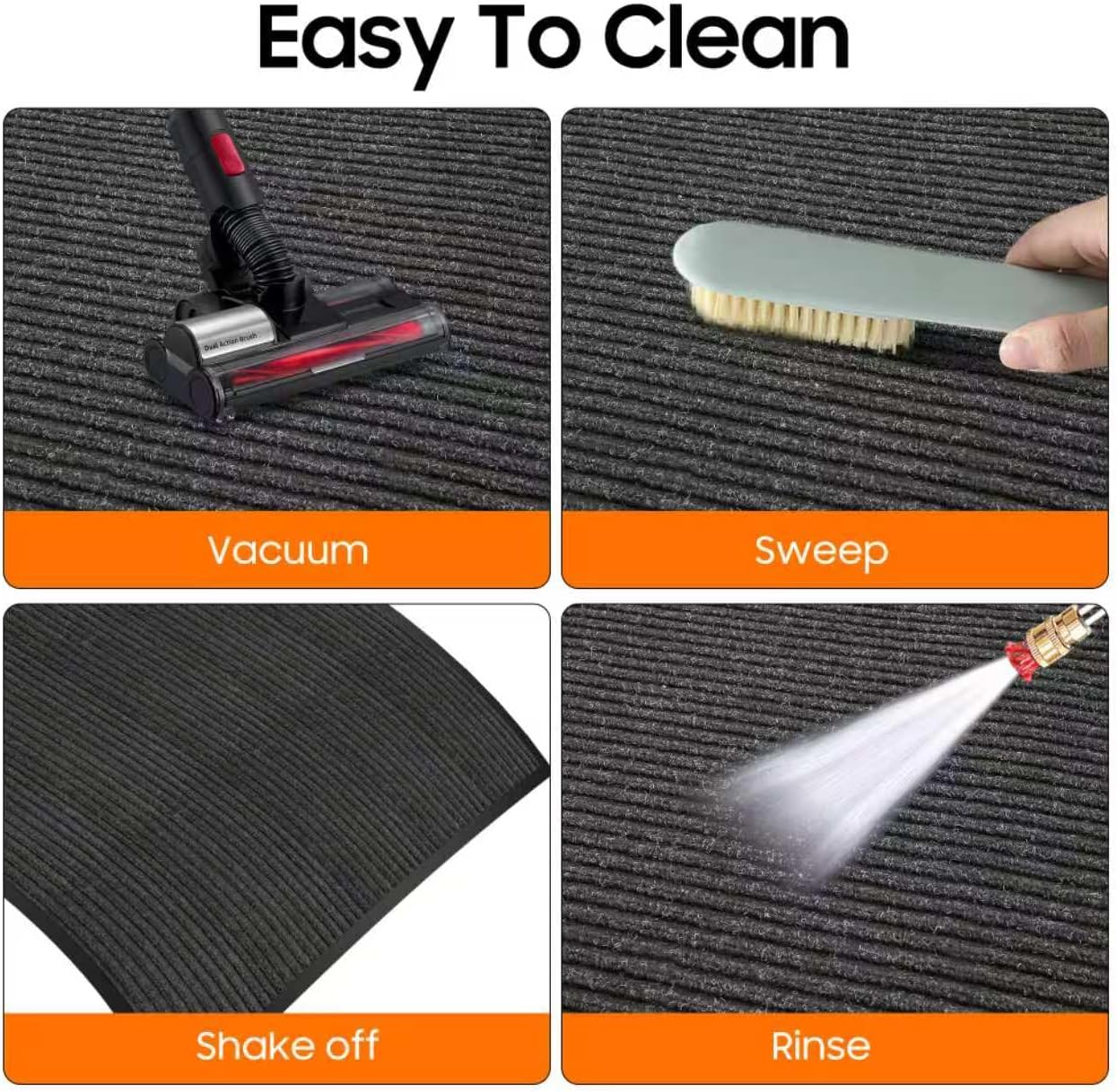 3x10FT Commercial Indoor Outdoor Door Mat Heavy Duty Front Door Mat Ultra Absorbent Muddy Dirt Resist Welcome Door Mats Rubber Backing Non Slip Doormat for Entryway High Traffic Area(Black)