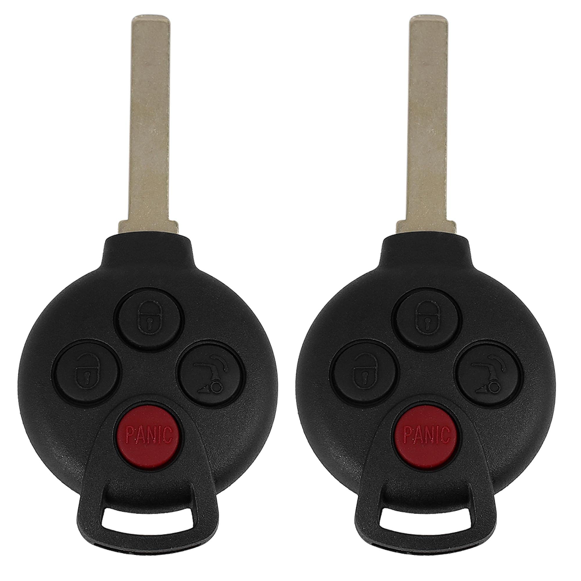 uxcell 2pcs 4 Button Replacement Keyless Remote Car Key KR55WK45144 315Mhz PCF7941 Chip for Smart Fortwo 2008-2015