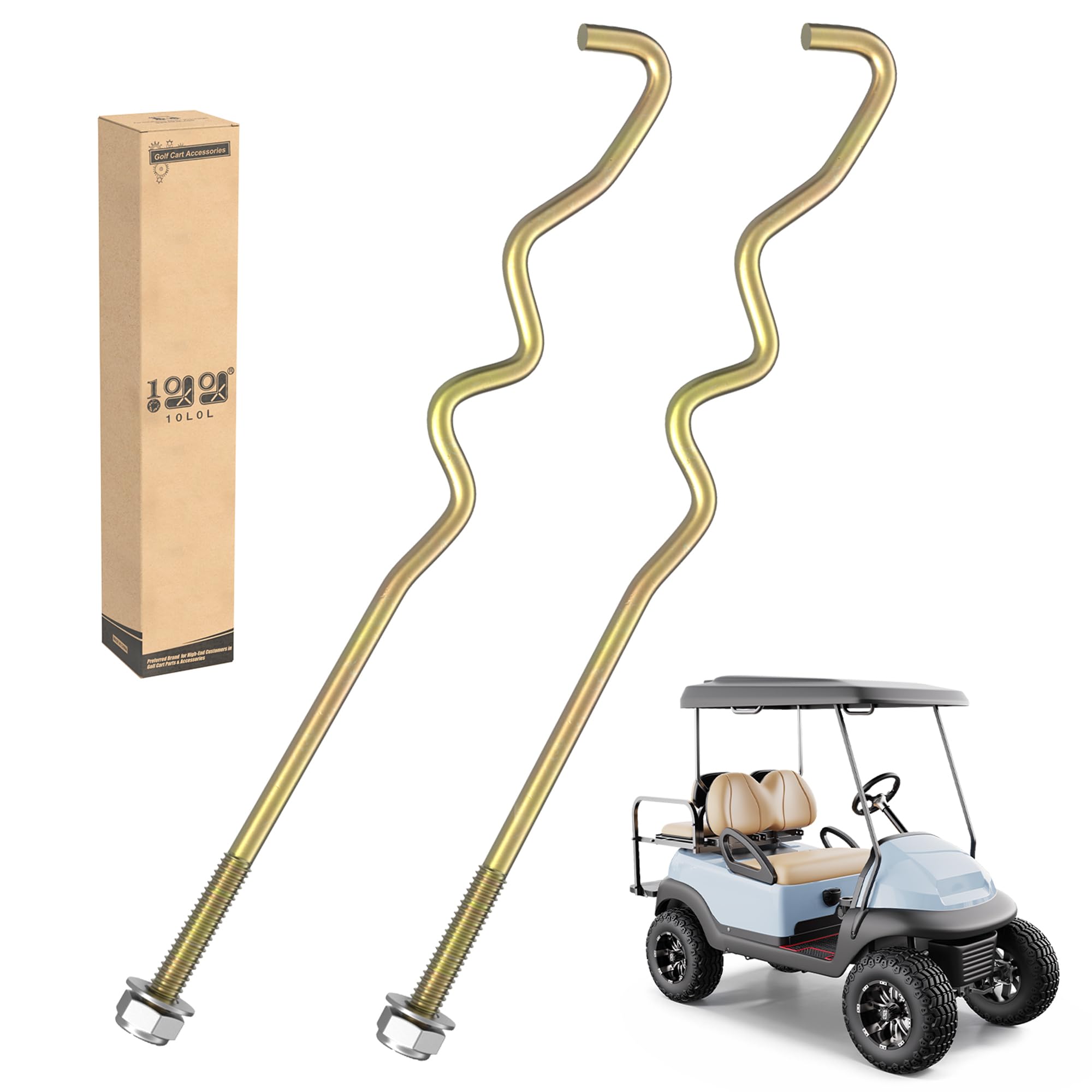 10L0L Golf Cart Battery Hold Down Rods Kit for Club Car Precedent Electric Golf Cart 2008.5-Up Replace OEM Part#103374801 103357701 (2 Pack)