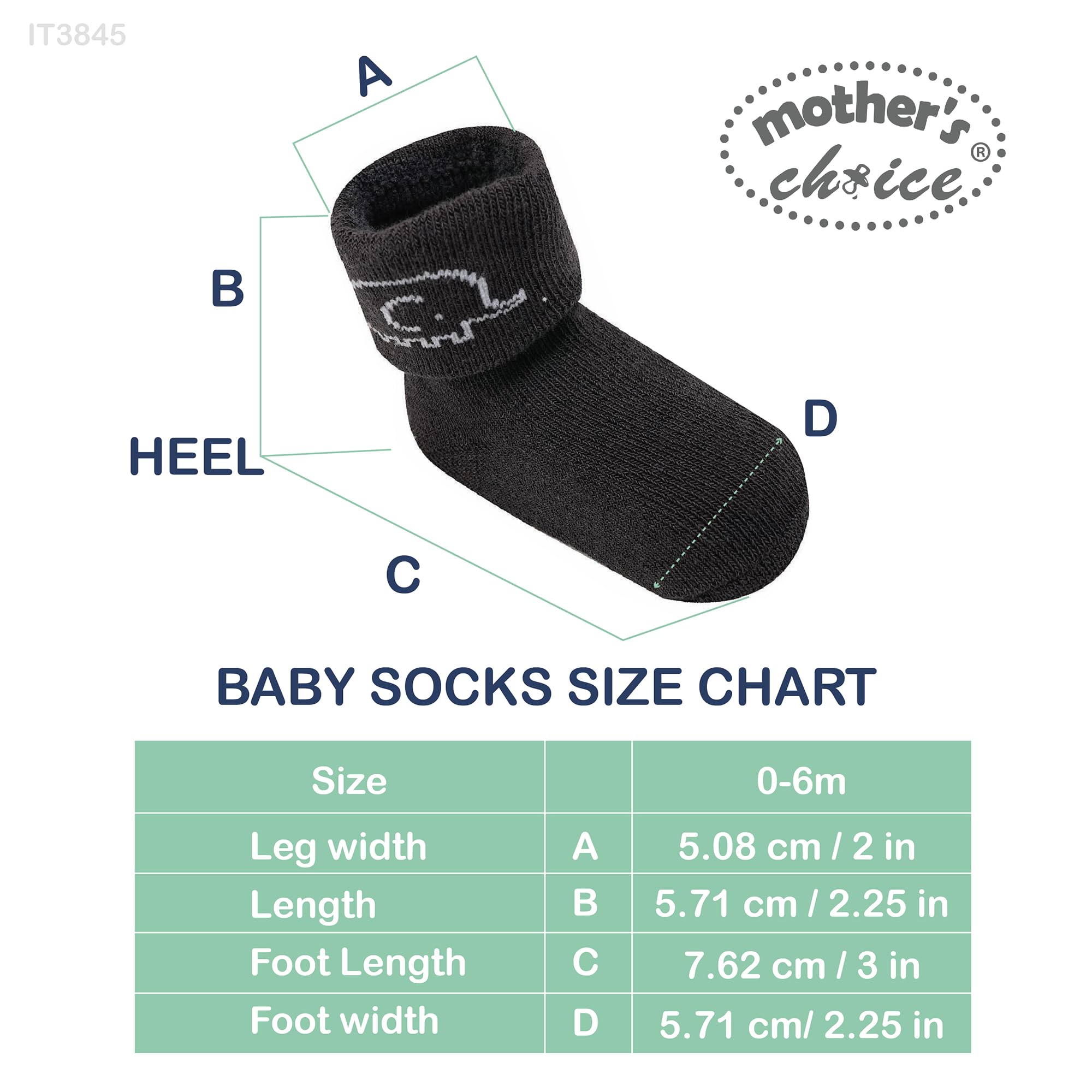 Mother's Choice Calcetines para bebé de 0 a 6 meses, 12 pares, calcetines de algodón orgánico, unisex, suaves e hipoalergénicos para recién nacidos