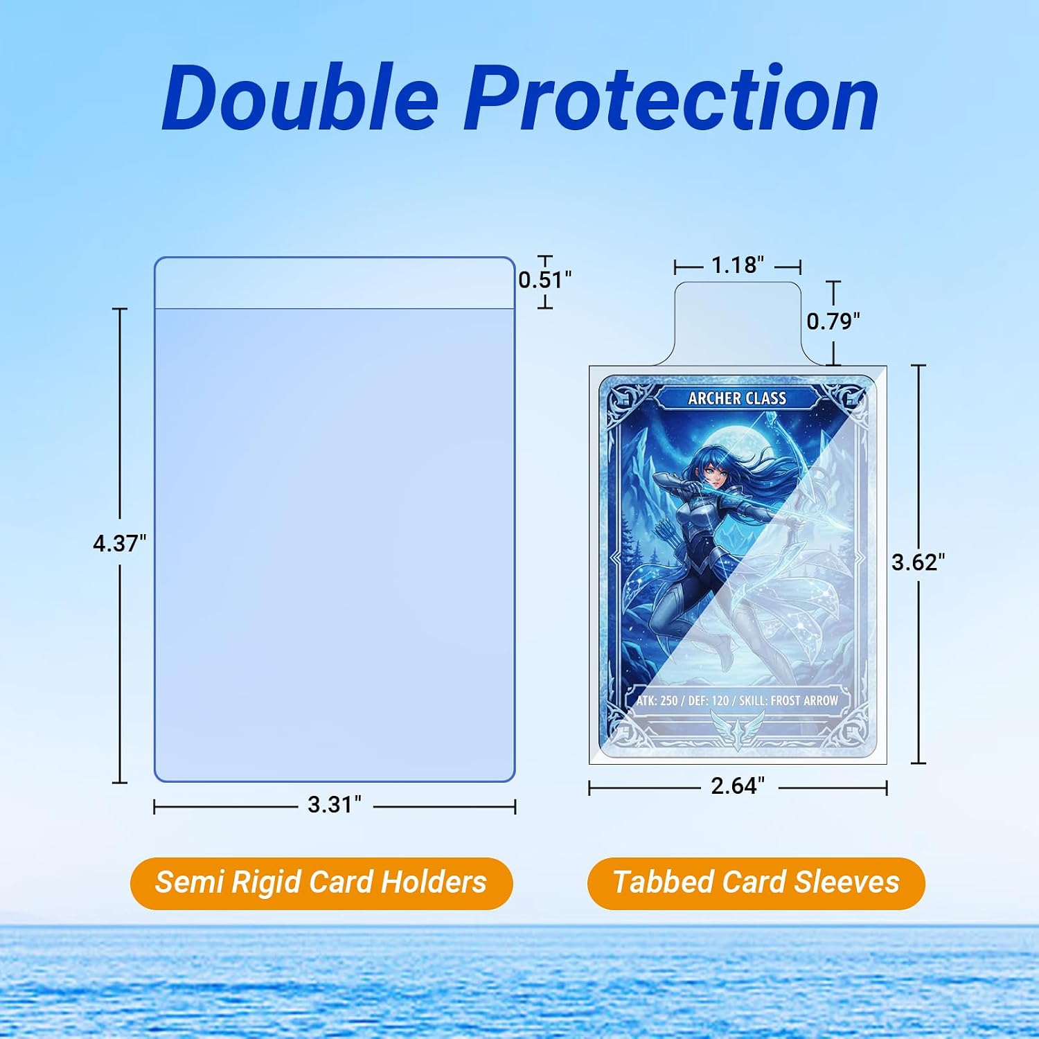 60ct Semi Rigid Card Holders and Soft Tabbed Card Sleeves for Graded Cards image 2