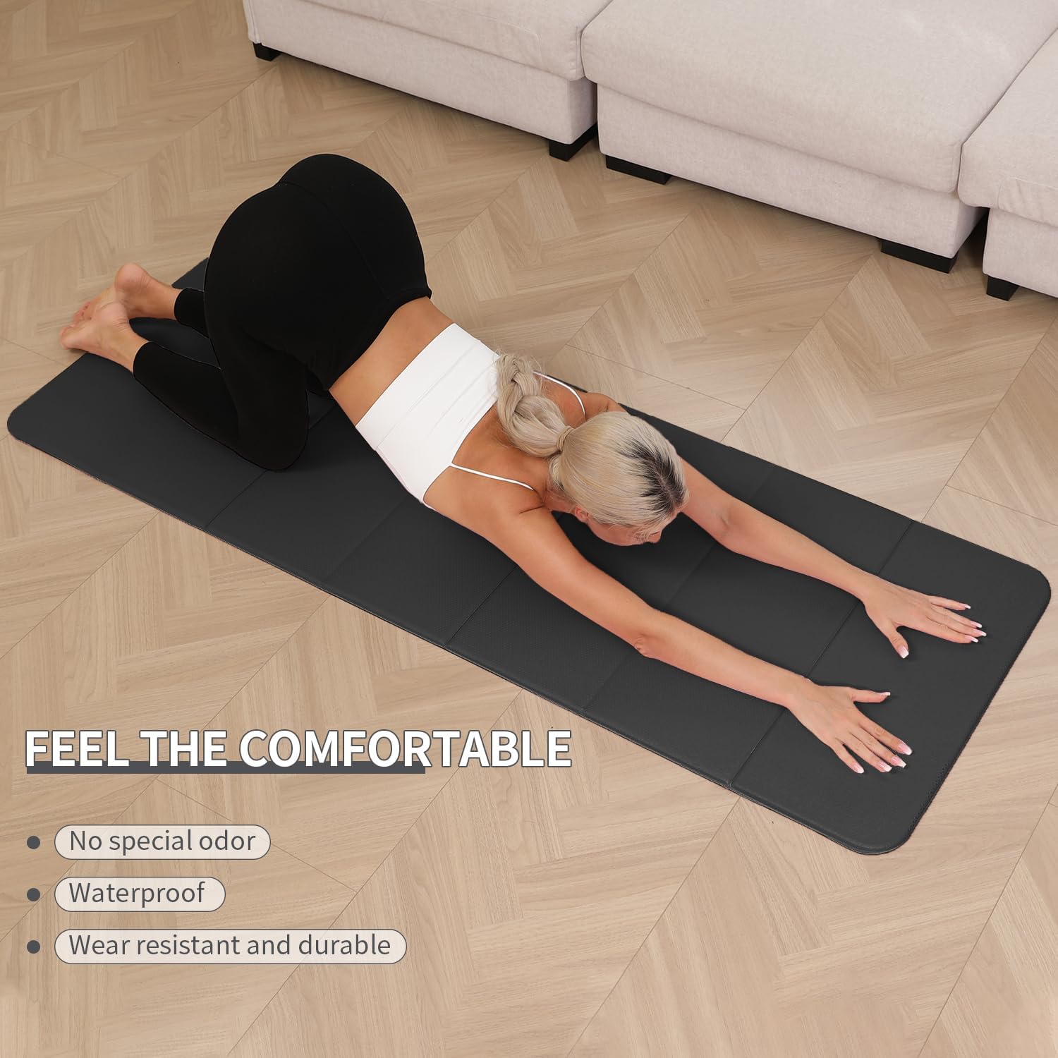 Foldable Yoga Mat - 10mm Extra Thick, 75"26" Non-Slip Exercise Fitness Mat | SGS Eco-Certified, Portable for Yoga/Pilates/Studio/Home Workout - Image 6