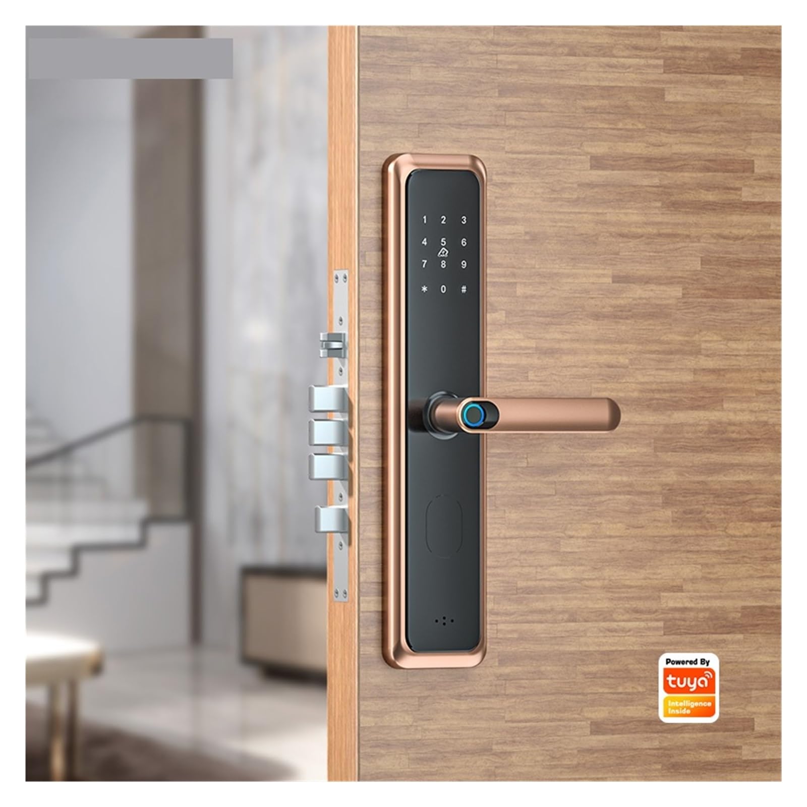 Tuya App WiFi Cerradura Inteligente Impronta digitale Bluetooth Smart Door Lock Anti-Lock Protezione digitale Serratura elettronica per la casa (Colore : Zwart) wisdom