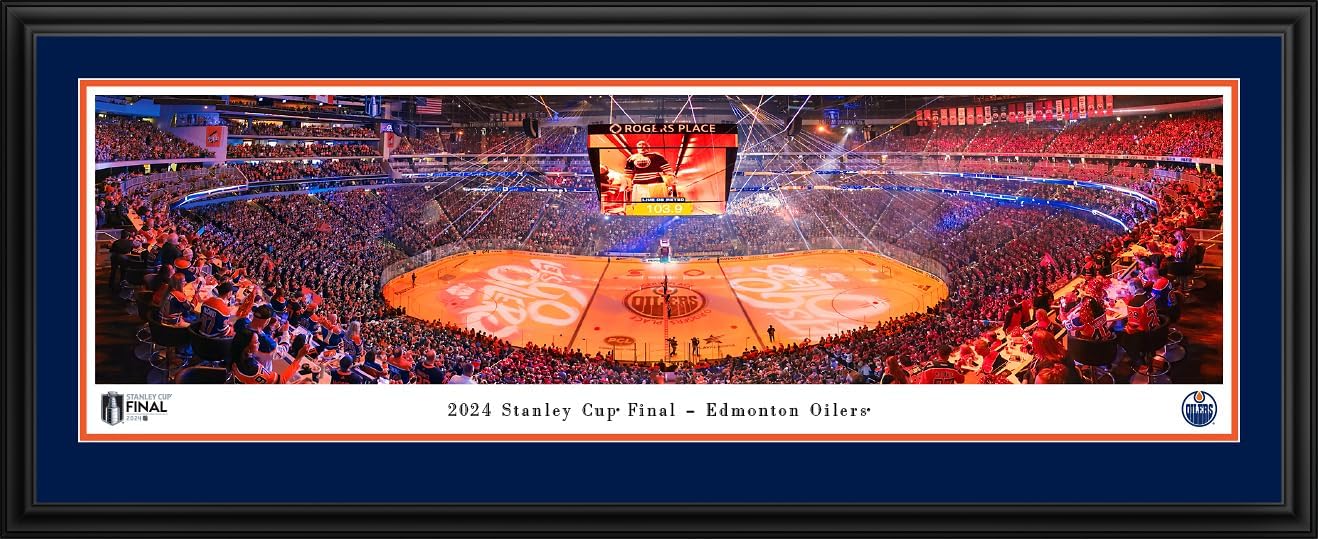 2024 NHL Stanley Cup Final, Edmonton Oilers - Double Mat, Deluxe Framed Picture by Blakeway Panoramas (44"W x 18"H)