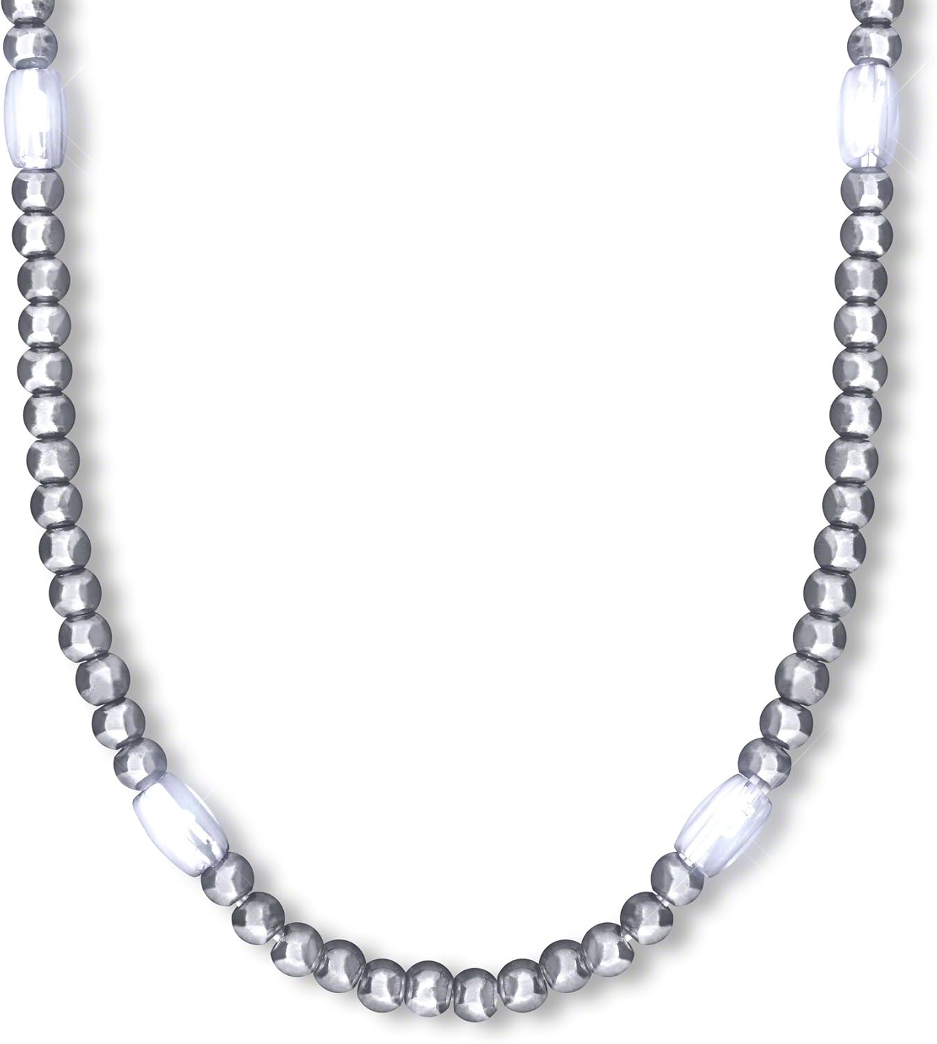 FlashingBlinkyLights Silver Light Up LED Mardi Gras Bead Necklaces (Set of 12)