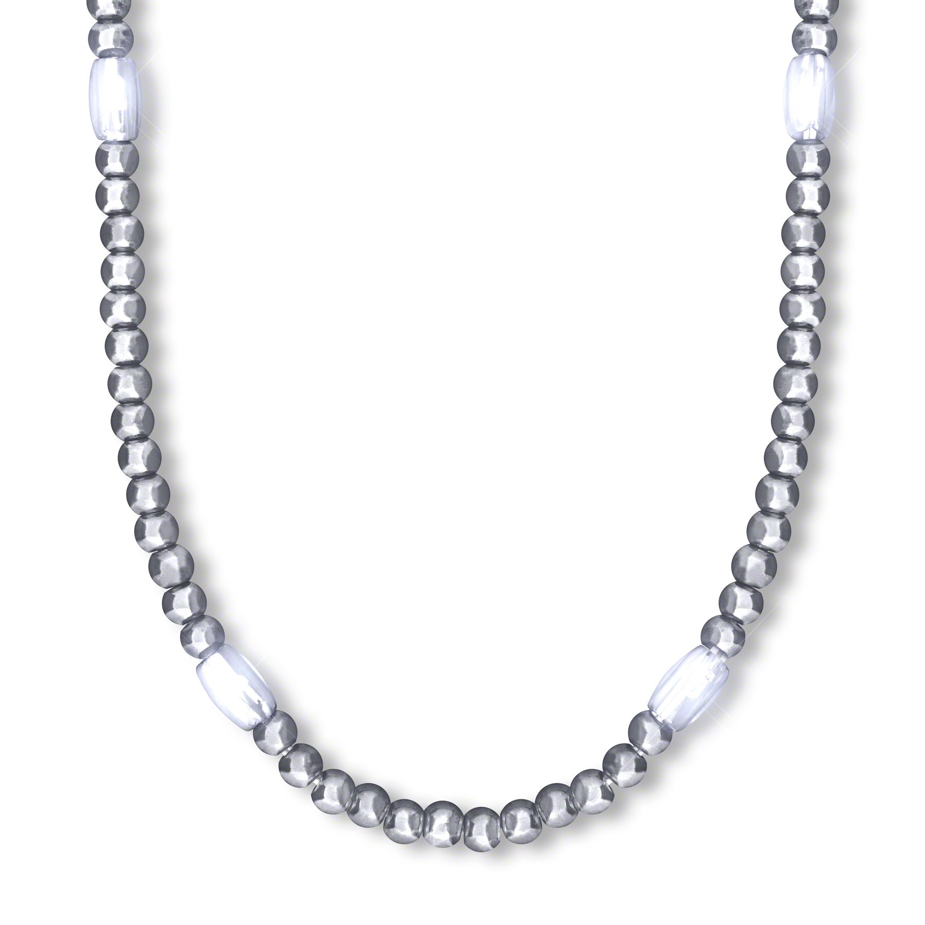 Silver Light Up LED Mardi Gras Bead Necklace