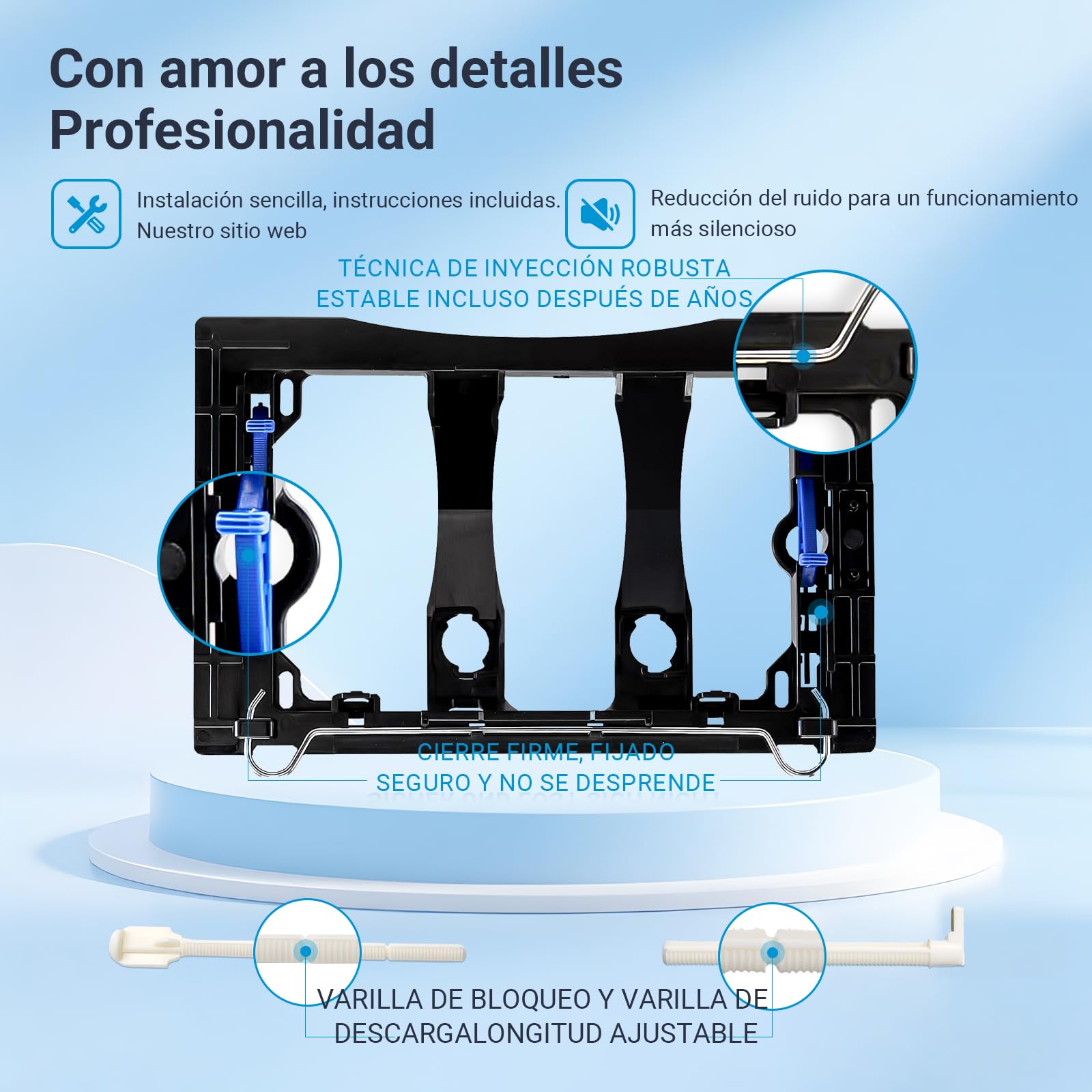 Placa de Accionamiento WC, Compatible con Geberit, Sigma, UP300 y UP320, Tamaño Placa de Doble Descarga 245×164mm, Incluye Kit de Palanca de Descarga y Marco de Instalación. (Blanco mate)