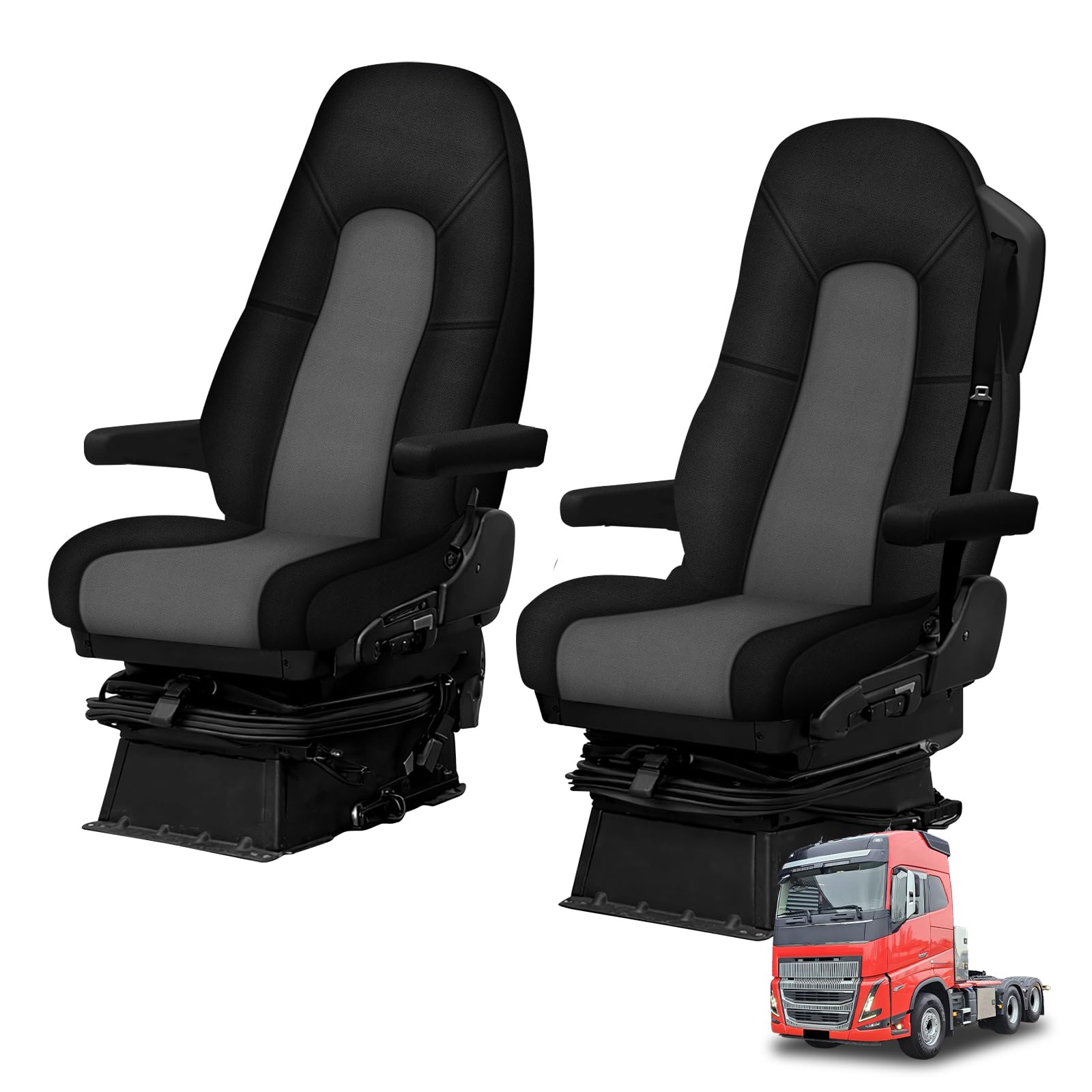 Fundas para asientos de camión para Volvo FH 12 13 16 de 2013–2026 (asiento del conductor acolchado y asiento del pasajero sin acolchado), fundas para asientos de coche Fundas protectoras para
