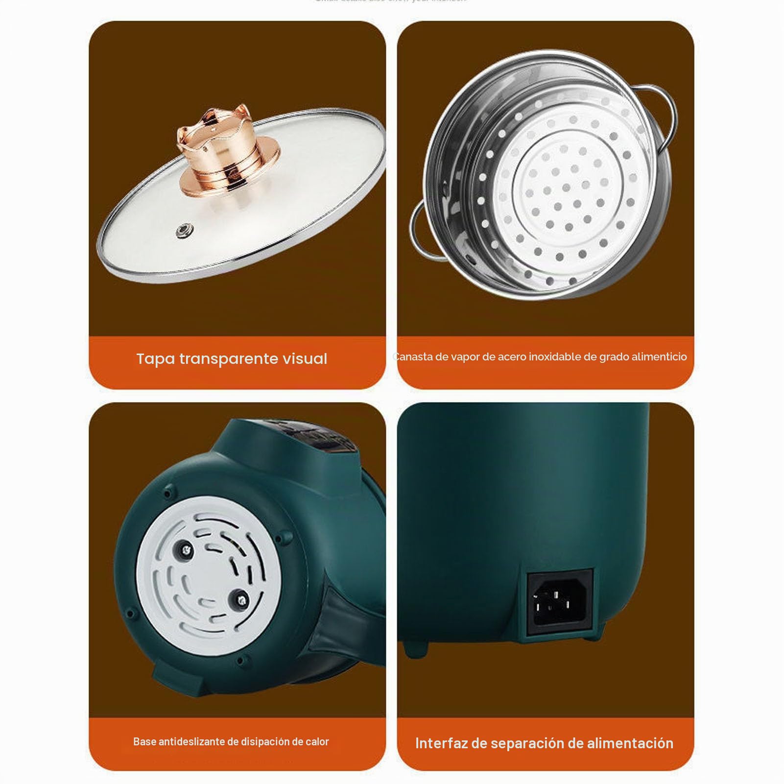 Olla Eléctrica, 1.8L 600W Antiadherente Reserva Inteligente Mini Olla Fácil de Limpiar Cable de Alimentación Desmontable Olla Portátil para Ramen, Albóndigas, Sopas, Gachas