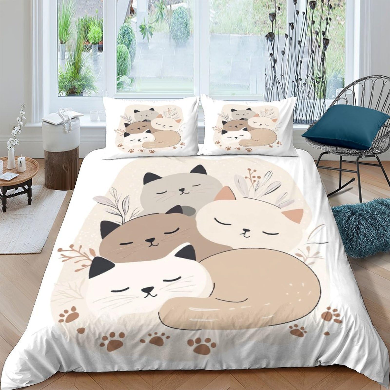 Housse de couette chat super king en microfibre douce pour éliminer les plis de votre lit