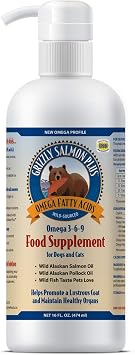 Grizzly Wild Alaskan Salmon Oil Dog Food Supplement Omega 3 Fatty Acids, 16 oz