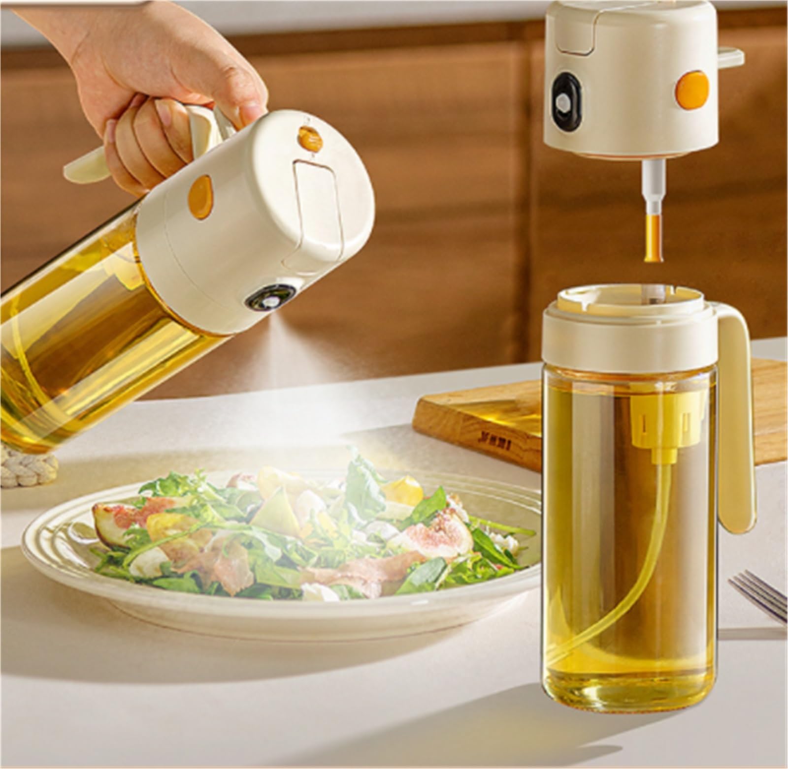 Ölsprüher Für Speiseöl 2 Stück Ölspenderflaschen Aus Glas, 2-in-1-Ölsprüher For Grillen Von Salaten Grillen Küche