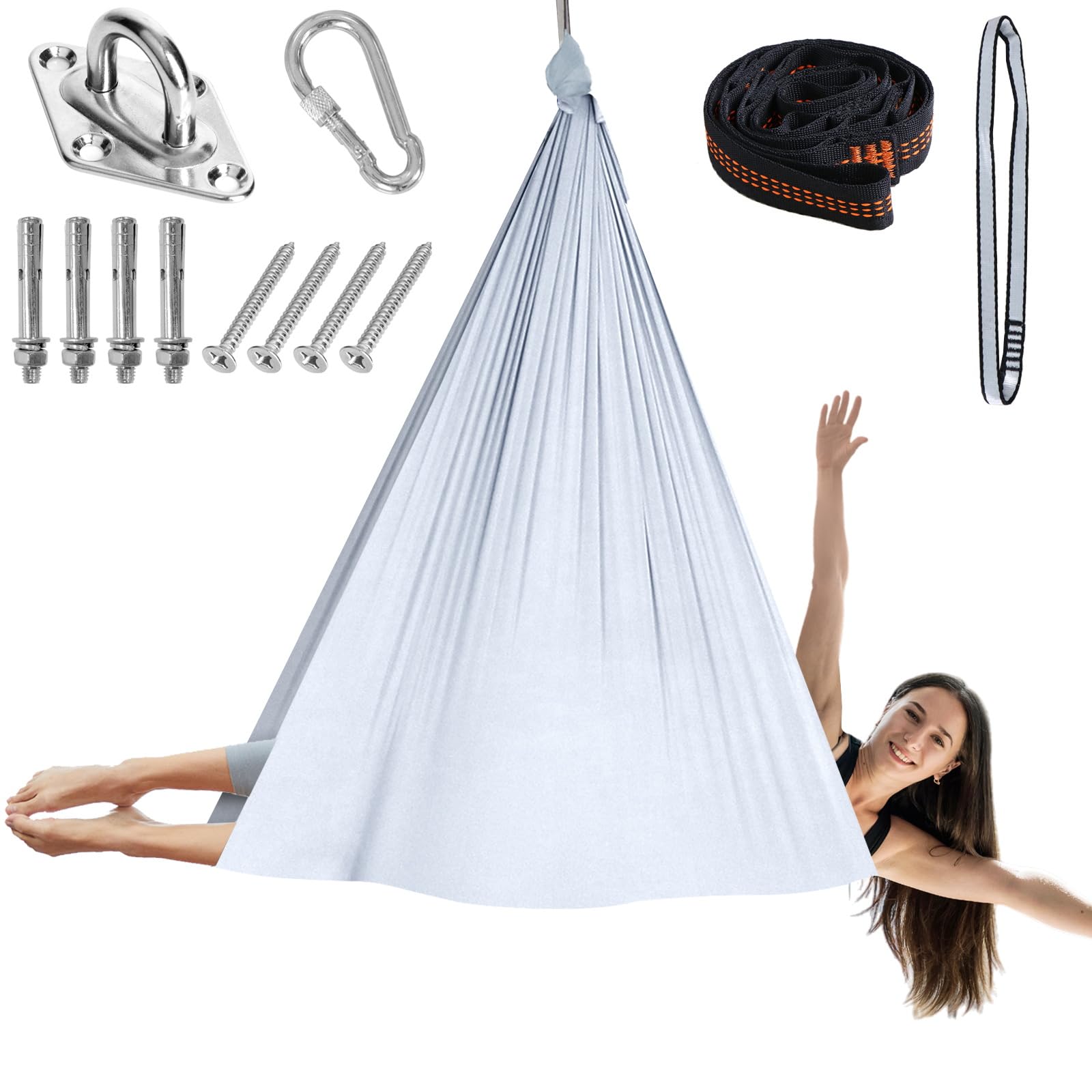 Chihee Hamaca de Yoga aéreo para inversiones y flexibilidad Hamaca de suspensión de poliéster estiramientos de Yoga y meditación - Fácil instalación con Kit de Montaje Seguro