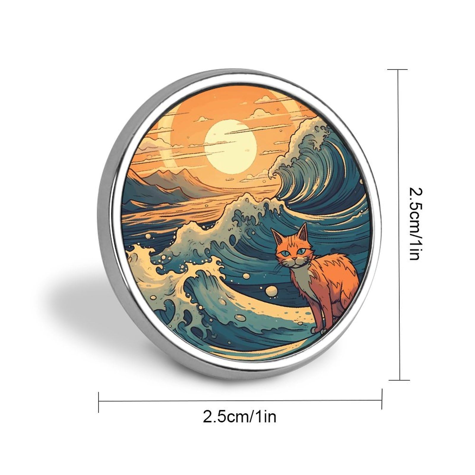 Aluminium Alloy Round Badge Brooch Pins for Men Anime Style Cat Brooches Elegant Pin for Women Fashion Button Badges Brooch Badge for Hats Jackets Shirts