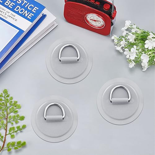 Miniatura 5 de WEBEEDY 8 parches de acero inoxidable con anillo en D para lancha inflable de PVC, kayak, surf, anillo en D, parche circular para tabla de remo de