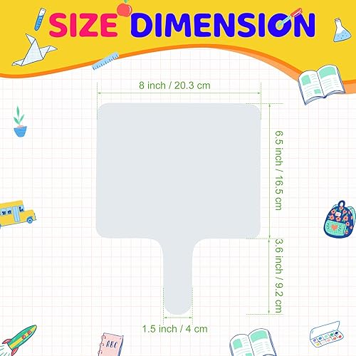 Miniatura 2 de 50 paletas de respuesta de borrado en seco de 8 x 10 pulgadas, pizarra blanca de madera de mano de doble cara, letreros de borrado en seco, paletas