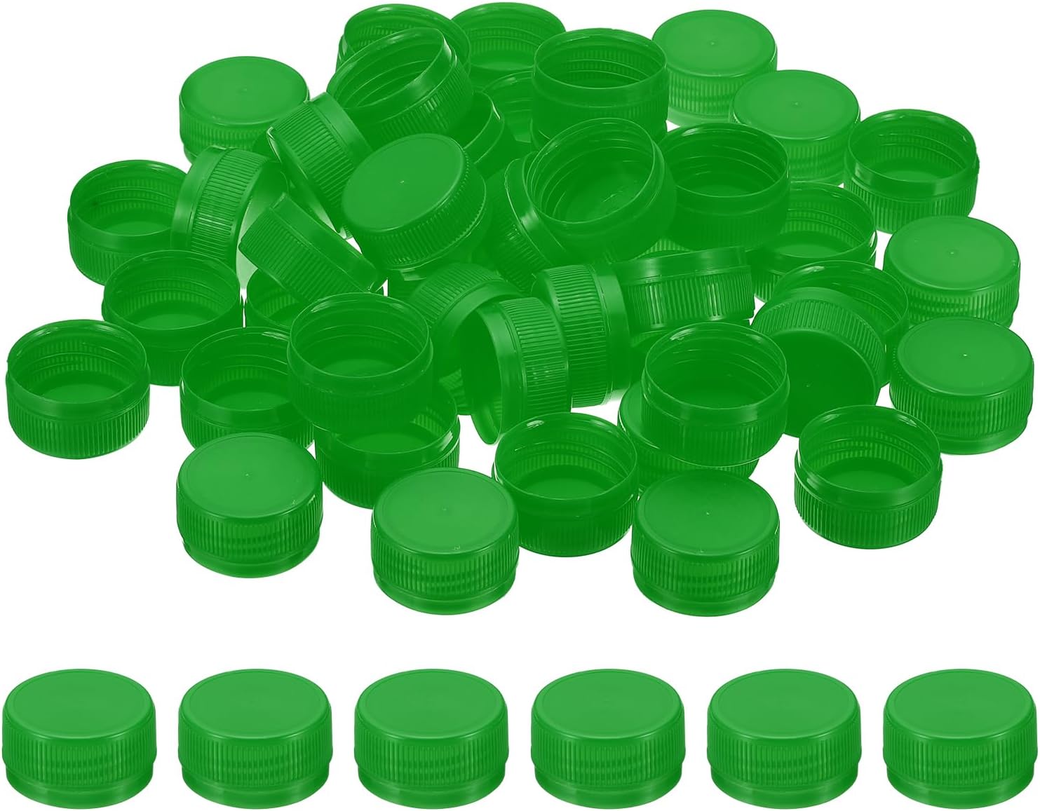 PATIKIL 1.2inch Plastic Bottle Caps for Crafts, 50Pcs Reusable Protection Bottle Screw Lids for Empty Container DIY Scrapbook Decorations, Dark Green