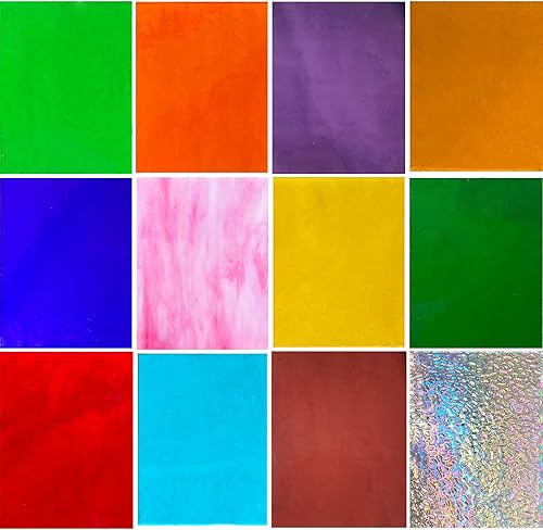 Miniatura 7 de ILLUCKAI 12 hojas de vidrieras transparentes arcoíris de 4 x 6 pulgadas, suministros de vidrio de arte catedral para proyectos de vidrieras y