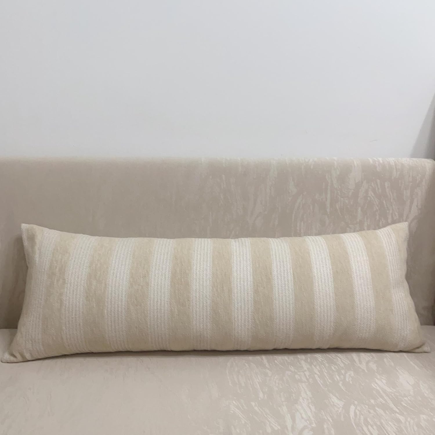 14x36 Inch Boho Long Lumbar Throw Pillow Cover 1Pack, Striped Body Chenille Pillow Covers, Decorative Pillows for Couch Bed Sofa Farmhouse Livingroom