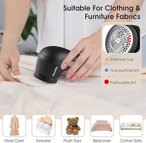 Miniatura 5 de Afeitadora de tela, afeitadora de suéter recargable, afeitadora de pelusa con cuchillas de 6 hojas, removedor de pelusa eléctrico para ropa y